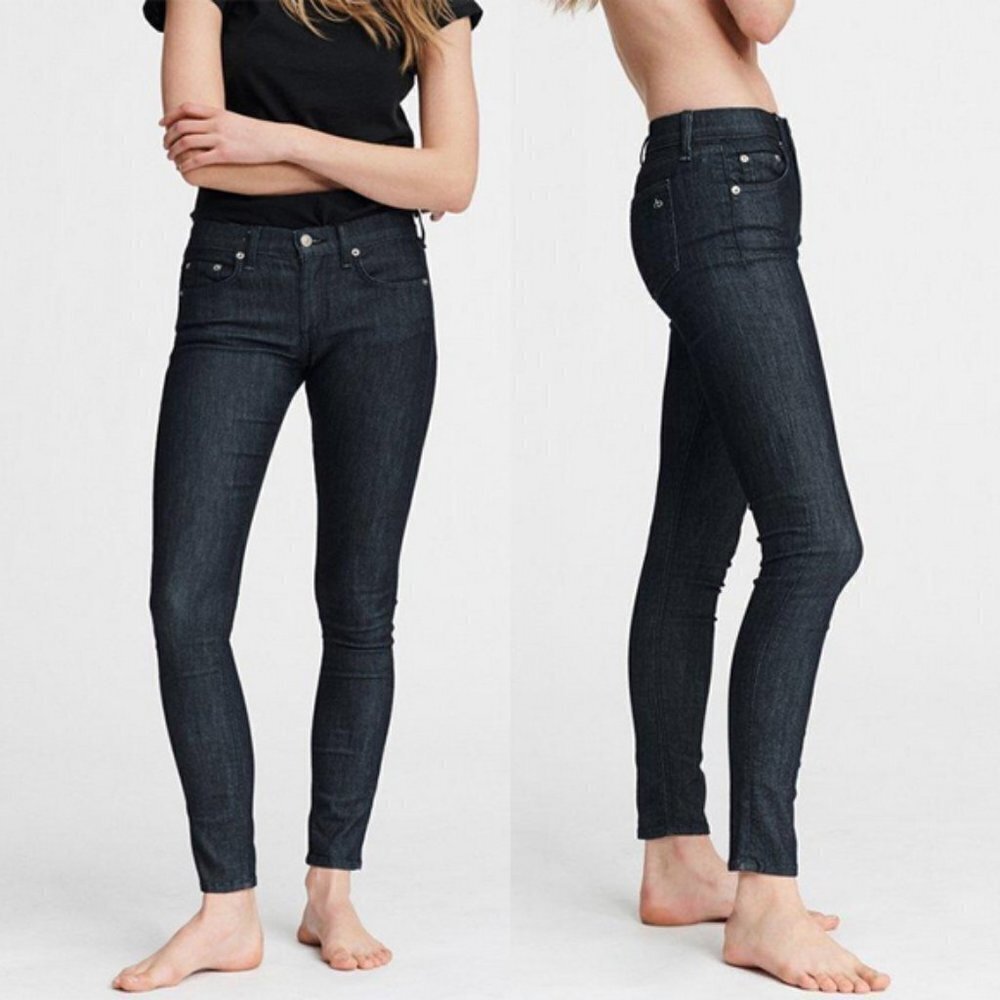 Rag & Bone Tech Skinny Fitted Mid Rise Jeans Indigo Size 26 Dark Wash